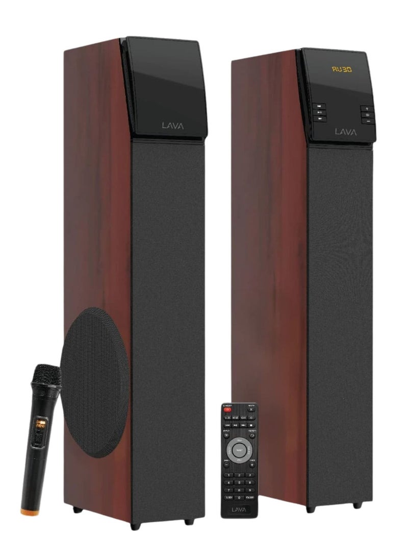 نظام مكبرات صوت أرضية Lava Tower 8000 مع ميكروفون لاسلكي، منفذ HDMI ARC، منفذ بصري، وبلوتوث - قدرة خرج 30 واط - جهاز تحكم عن بعد وشاشة LED